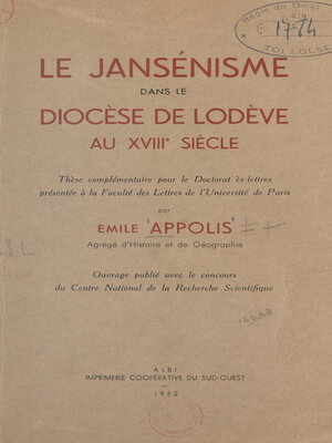 cover image of Le jansénisme dans le diocèse de Lodève au XVIIIe siècle